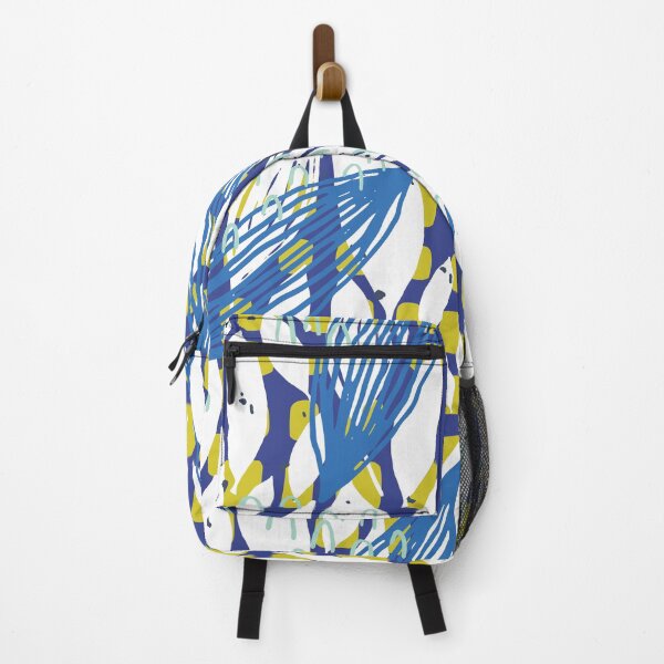 Item preview, Blue And White Leaves Pattern With Green Square Accents designed and sold by Designs By YL.