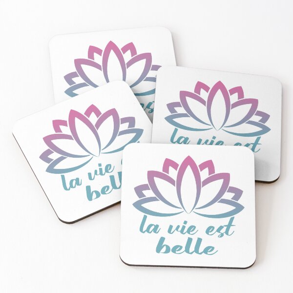 Item preview, La Vie Est Belle Inspirational French Saying With Lotus Flower designed and sold by Bad Kitty Designz.