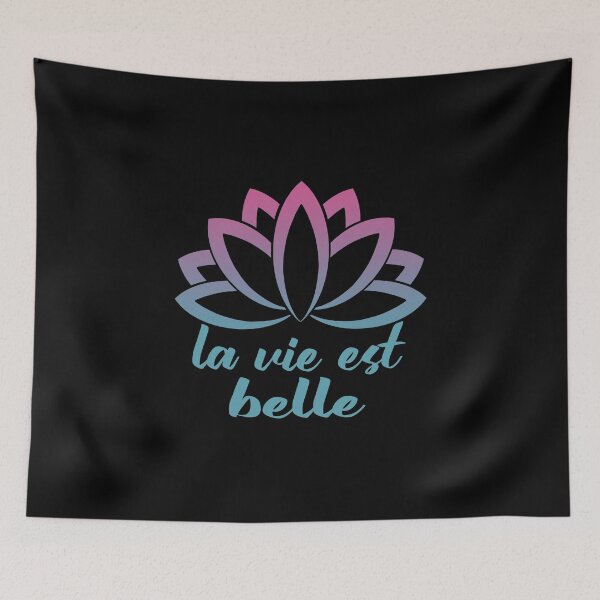 Item preview, La Vie Est Belle Motivational French Phrase With Lotus Flower designed and sold by Bad Kitty Designz.