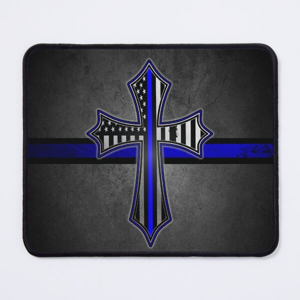 Item preview, Thin Blue Line American Flag Cross designed and sold by artistwill.