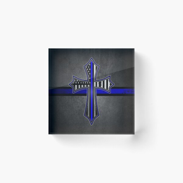 Item preview, Thin Blue Line American Flag Cross designed and sold by artistwill.