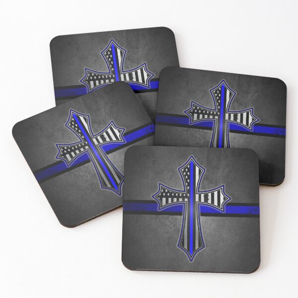 Item preview, Thin Blue Line American Flag Cross designed and sold by artistwill.