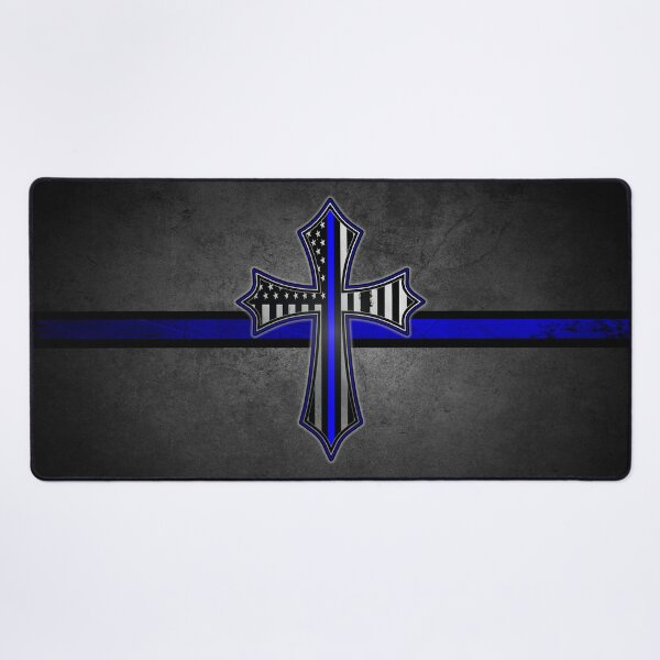 Item preview, Thin Blue Line American Flag Cross designed and sold by artistwill.