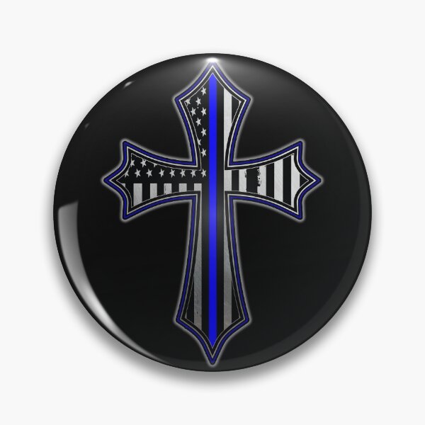 Item preview, Thin Blue Line American Flag Cross designed and sold by artistwill.