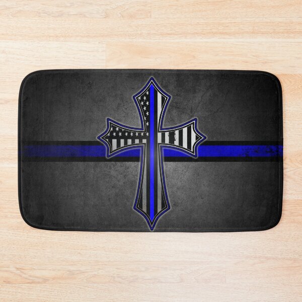 Item preview, Thin Blue Line American Flag Cross designed and sold by artistwill.