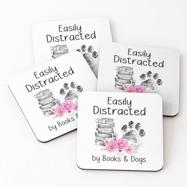 Item preview, EASILY DISTRATED BY BOOKS AND DOG designed and sold by KirstixCo.