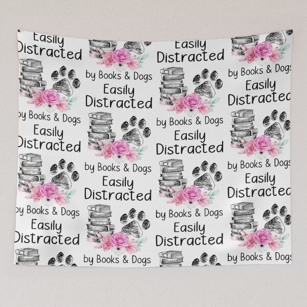 Item preview, EASILY DISTRATED BY BOOKS AND DOG designed and sold by KirstixCo.