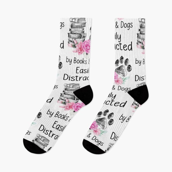 Item preview, EASILY DISTRATED BY BOOKS AND DOG designed and sold by KirstixCo.