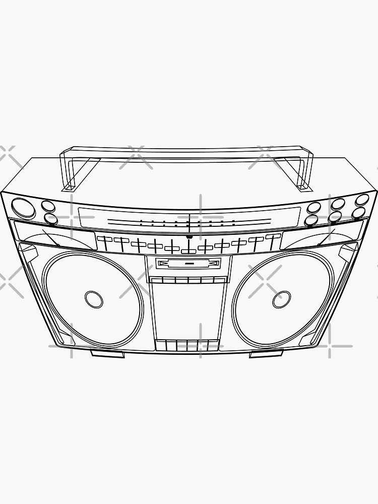 "Boombox Outline Draft" Sticker by SamuelMolina Redbubble