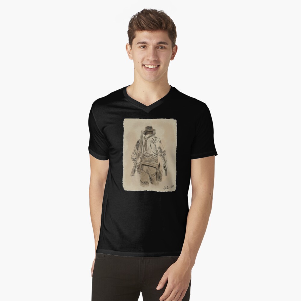 Vista previa del artículo con la obra «Camiseta de cuello en V», diseñado y vendido por Luke-Simson.