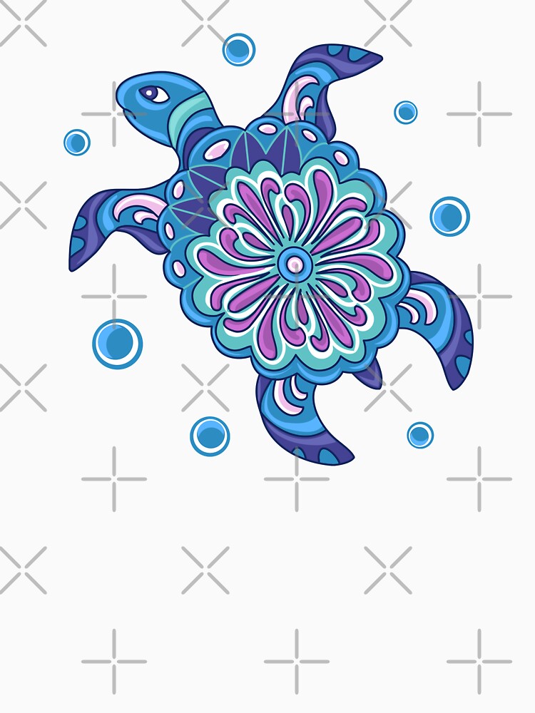 Aperçu 7 sur 7. T-shirt classique avec l'œuvre Motif tortue de mer créée et vendue par olgart.