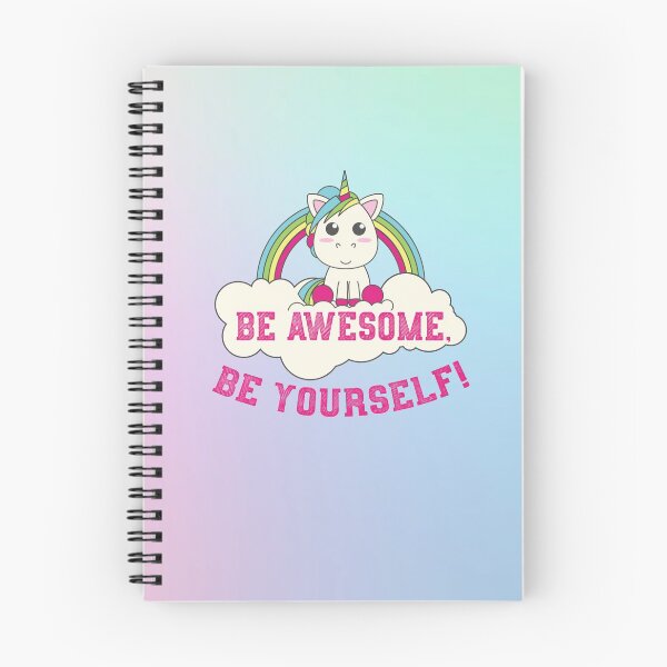 Item preview, Be Awesome, Be Yourself: Multicolor Gradient Rainbow Unicorn Back To School Composition Writing designed and sold by Merchking1.