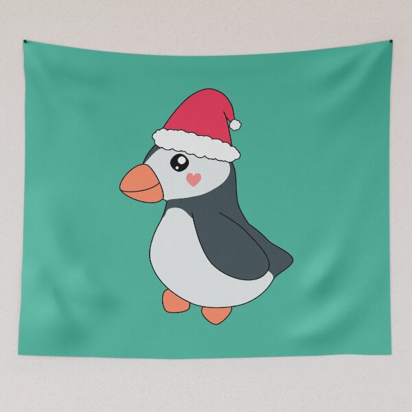 Item preview, Cute Kawaii Puffin Christmas Red Santa Hat designed and sold by cashewdays.