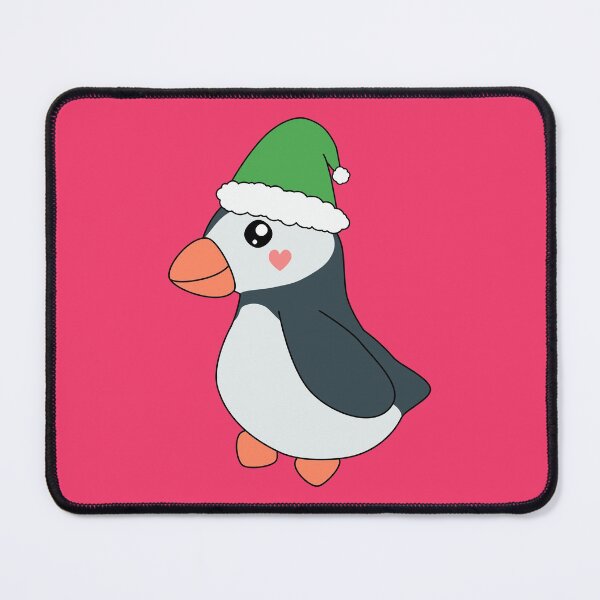 Item preview, Christmas Puffin Green Santa Hat Cute Kawaii  designed and sold by cashewdays.