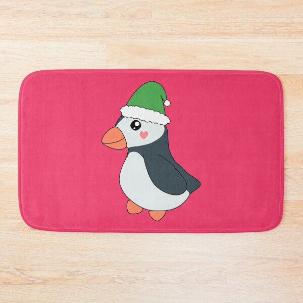 Item preview, Christmas Puffin Green Santa Hat Cute Kawaii  designed and sold by cashewdays.