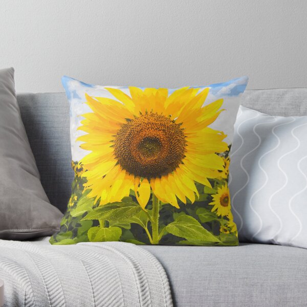 Sunflowers Digital Oil Painting Throw Pillow