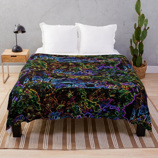 Item preview, Wavy Circles and Lines Multi Colored Abstract Neon Black Background designed and sold by JariHawk.