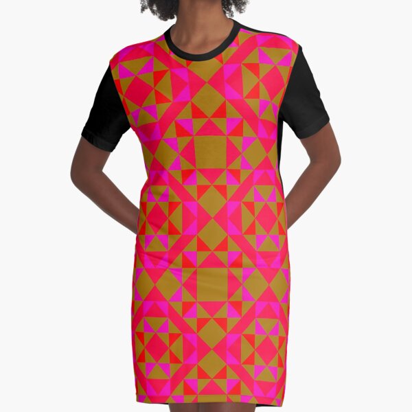 Item preview, Geometric abstract digital pattern in red, pink and gold designed and sold by The Good Life.