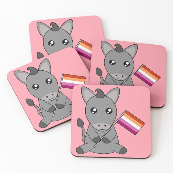 Item preview, Kawaii Donkey Waving Lesbian Pride Flag Cottagecore designed and sold by cashewdays.