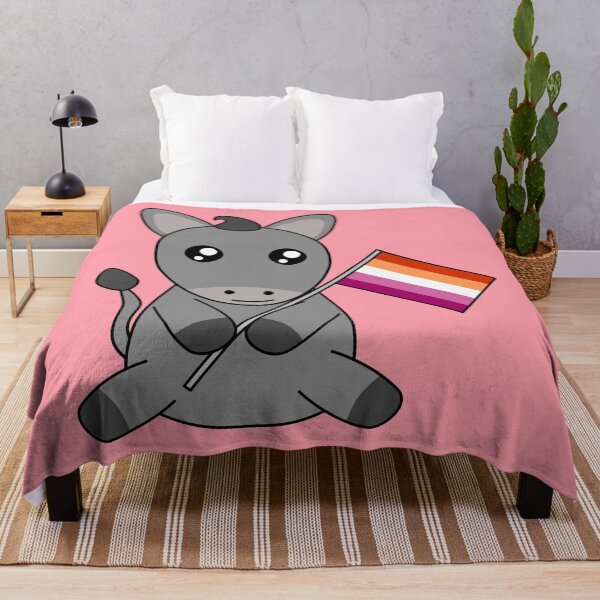 Item preview, Kawaii Donkey Waving Lesbian Pride Flag Cottagecore designed and sold by cashewdays.