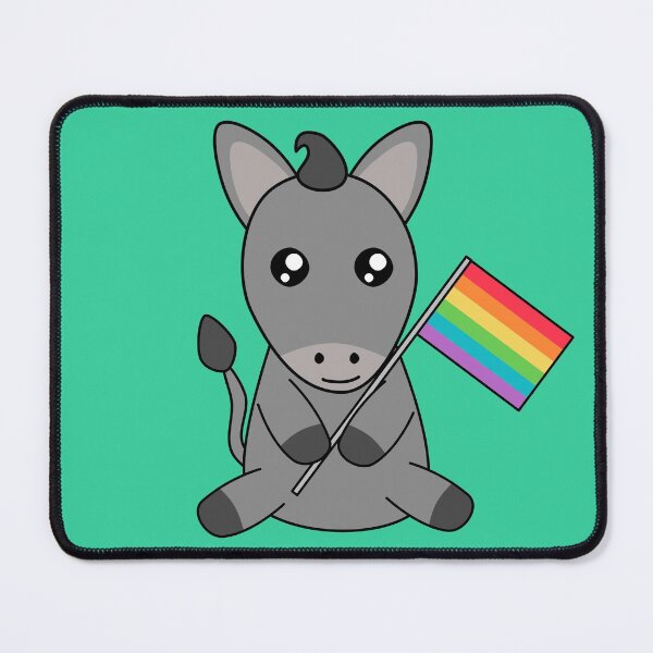 Item preview, Kawaii Donkey Waving Rainbow LGBT+ Pride Flag Cottagecore designed and sold by cashewdays.