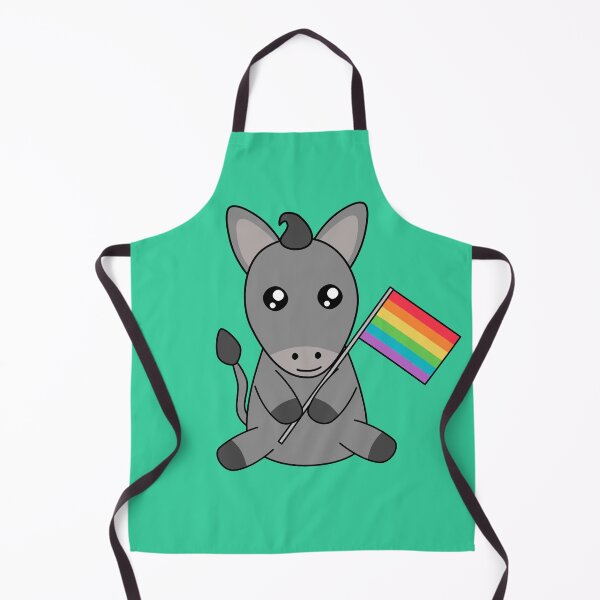 Item preview, Kawaii Donkey Waving Rainbow LGBT+ Pride Flag Cottagecore designed and sold by cashewdays.