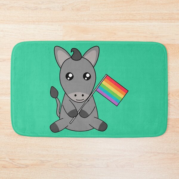 Item preview, Kawaii Donkey Waving Rainbow LGBT+ Pride Flag Cottagecore designed and sold by cashewdays.