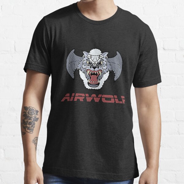 AIRWOLF UNIFORM BADGE UNOFFICIAL 80'S TV LOGO SYMBOL 3/4 SLEEVE BASEBALL TEE 