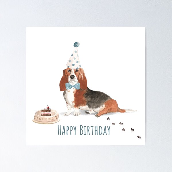 Item preview, Vintage Basset Hound Birthday designed and sold by beastieboutique.