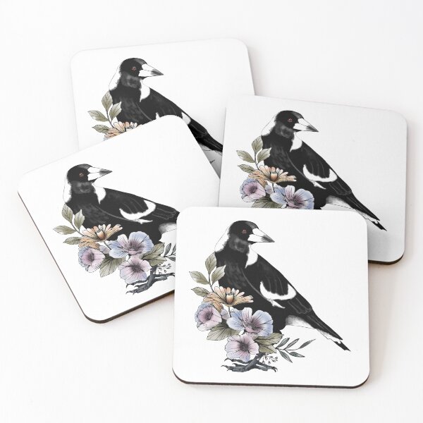 Item preview, Magpie Australian wild bird black and white designed and sold by ahahdodo.