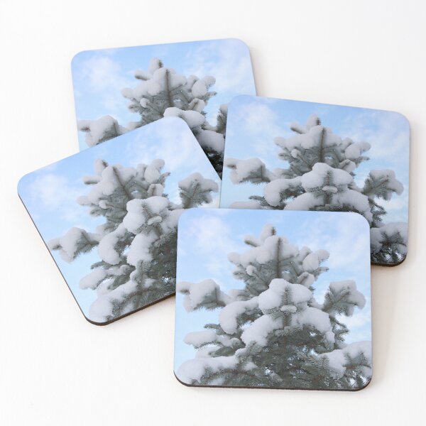 Item preview, Blue Sky Clouds Colorado Blue Spruce Tree Top Covered with Snow Scene designed and sold by JariHawk.