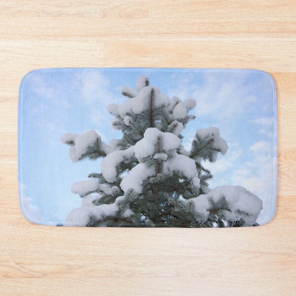 Item preview, Blue Sky Clouds Colorado Blue Spruce Tree Top Covered with Snow Scene designed and sold by JariHawk.