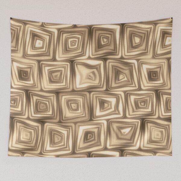 Item preview, Large Earthy Brown Squiggly Swirly Spiral Squares designed and sold by James-Cole.
