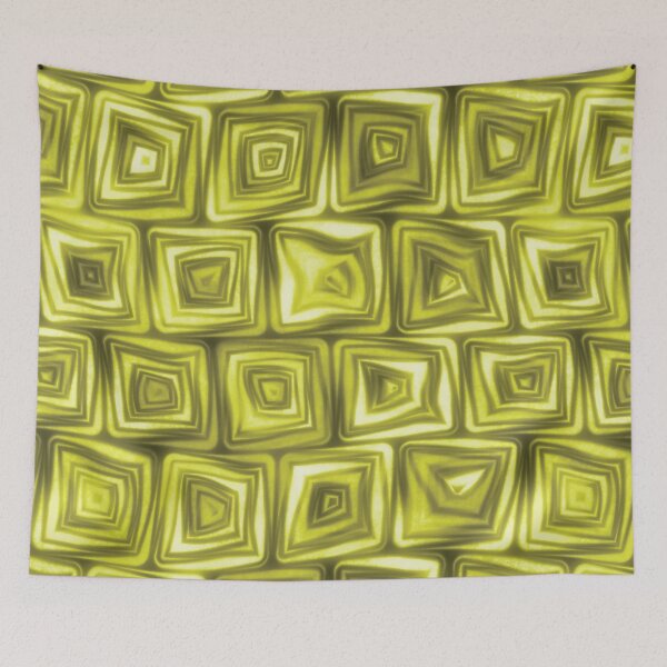Item preview, Large Golden Yellow Squiggly Swirly Spiral Squares designed and sold by James-Cole.