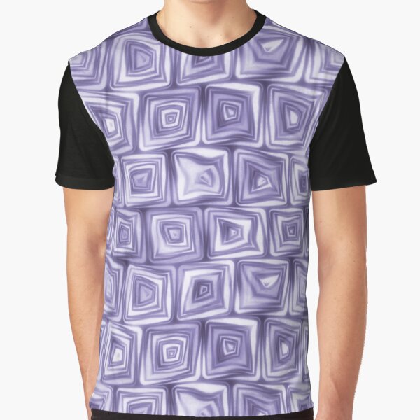 Large Purple Lavender Lilac Squiggly Swirly Spiral Squares Graphic T-Shirt