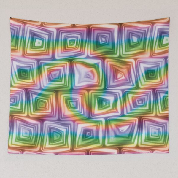 Item preview, Large Rainbow Swirl Squiggly Swirly Spiral Squares designed and sold by James-Cole.