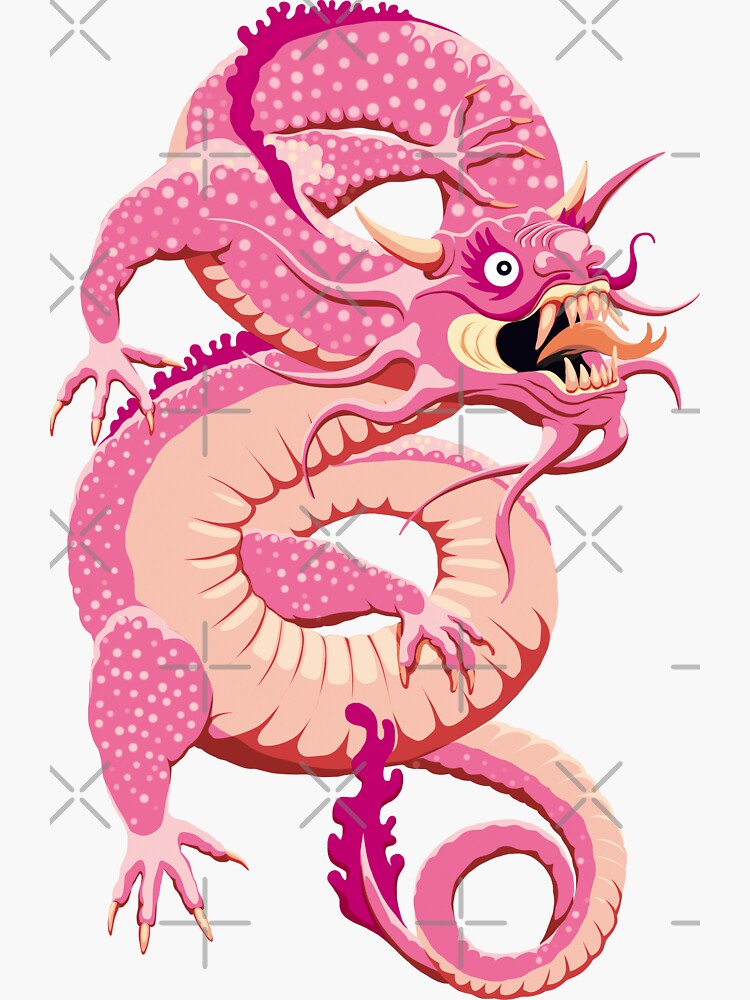 "Pink Chinese Dragon" Sticker for Sale by TMBTM Redbubble