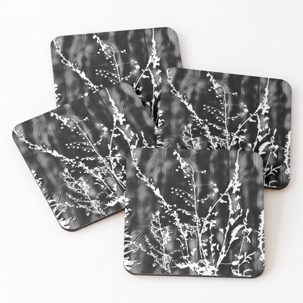 Item preview, silhouettes of nature, silhouettes of herbs, plants in winter, grass night, monochrome, minimalism, white black designed and sold by Maria Mihailova.