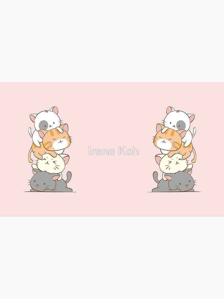 Meowtain Cute Kawaii Cat Stack Anime Japanese Harajuku Pastel Aesthetic |  Poster