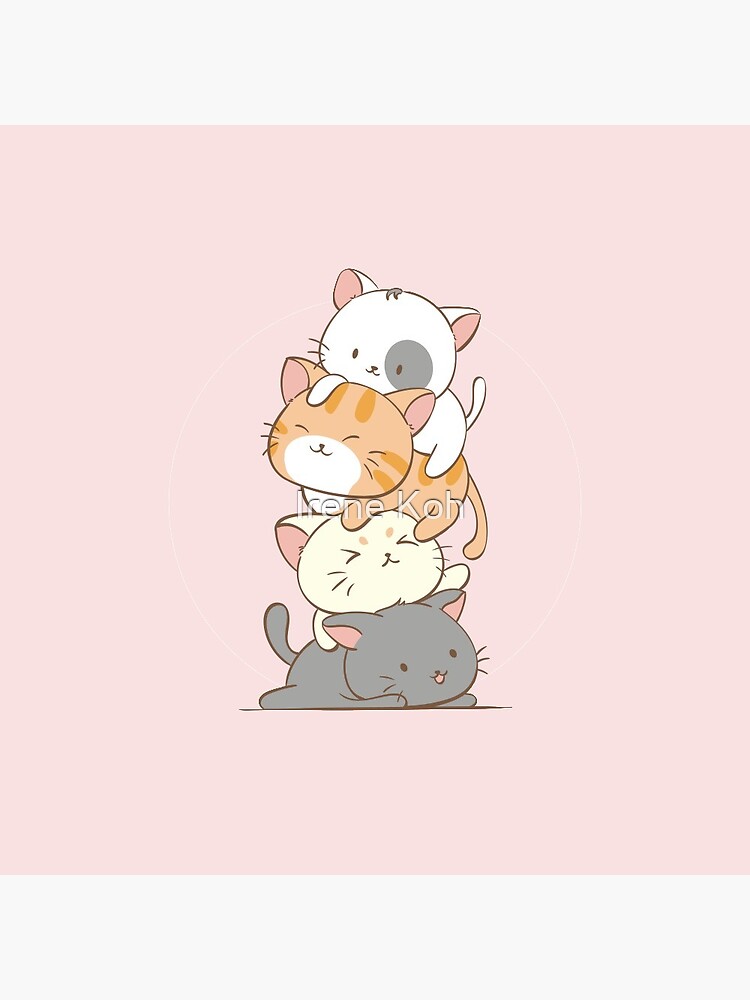 Cute Kawaii Cat Pile Stackable Cats Sticker