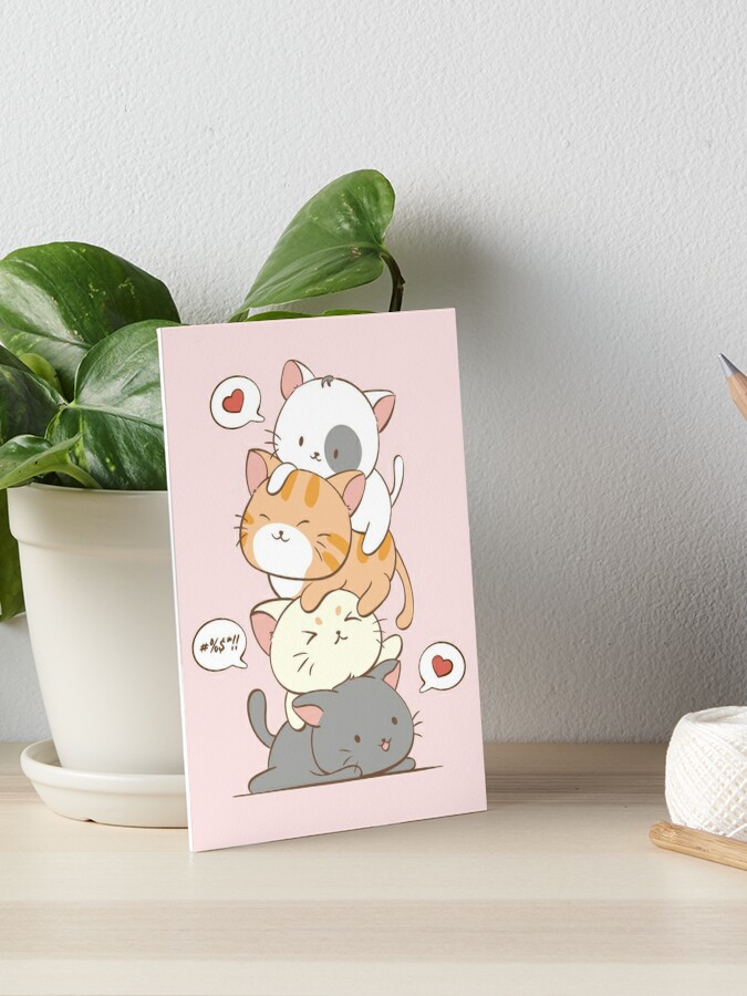 Meowtain Cute Kawaii Cat Stack Anime Japanese Harajuku Pastel Aesthetic |  Poster