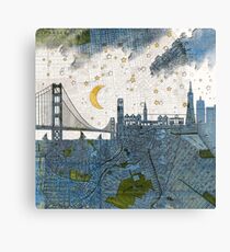 San Francisco skyline old map Canvas Print