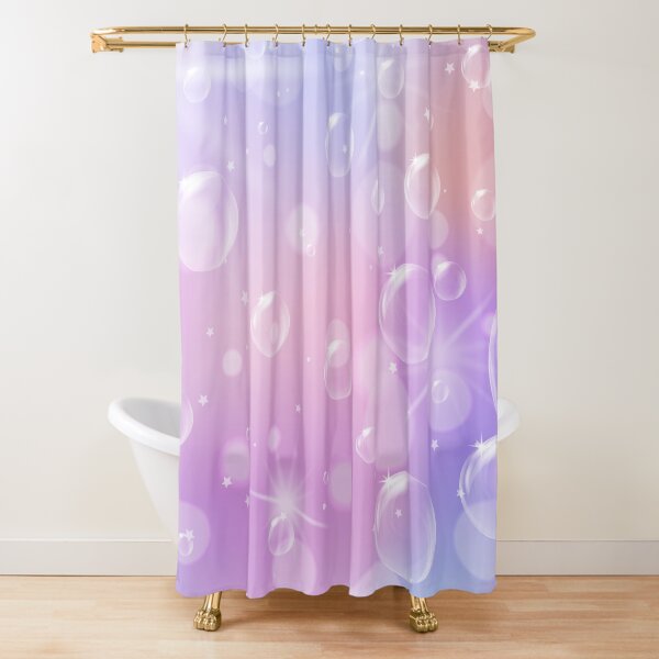 Pink 3D Bubbles Design Shower Curtain