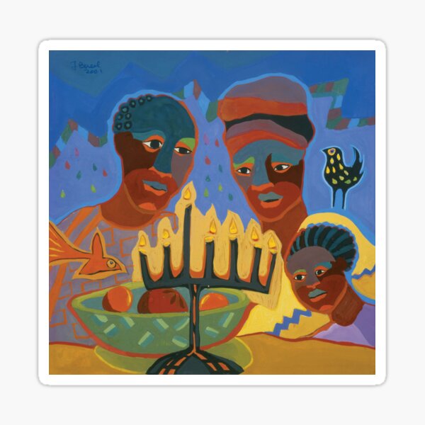 Happy Kwanzaa. Family with Bold Colors. Sticker