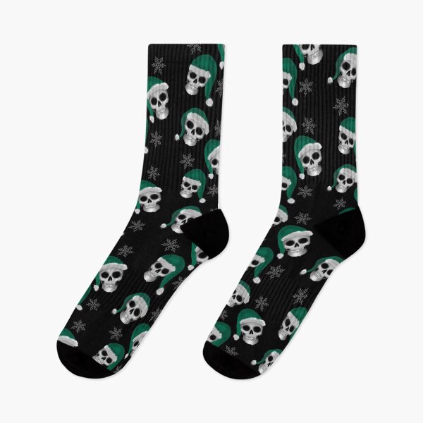 Item preview, Gothic Christmas Skeleton print green santa hats designed and sold by DemonicGloom.