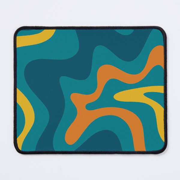 Item preview, Retro Liquid Swirl Abstract Pattern Square in Moroccan Blue, Teal, Orange, and Mustard. designed and sold by kierkegaard.