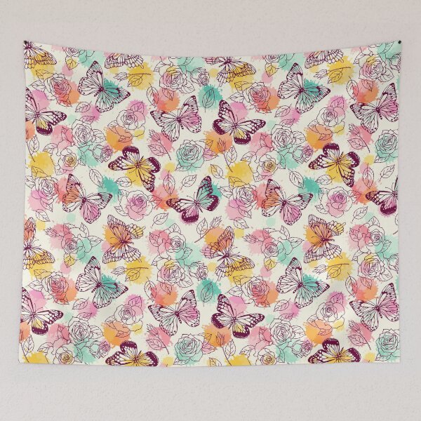 Item preview, Butterflies and roses freehand drawing designed and sold by AletacStore.