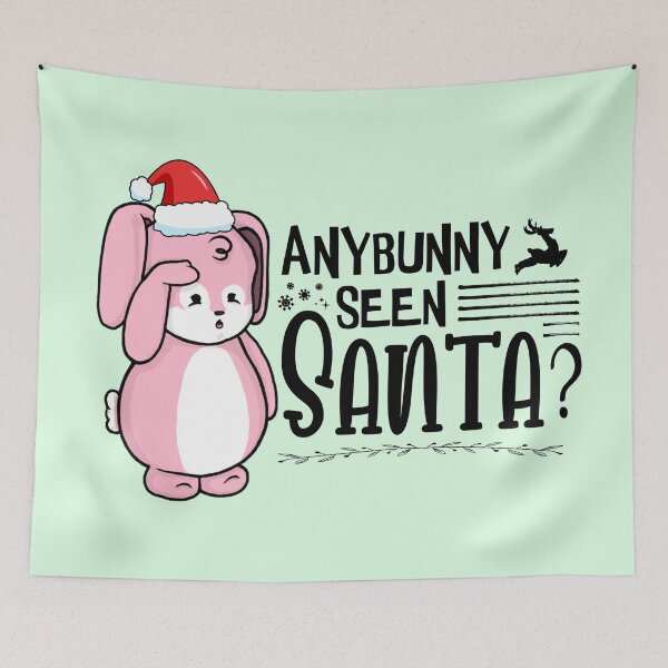Item preview, Anybunny Seen Santa? | Punny Bunny | Christmas (Pink x White) designed and sold by the-krisney-way.