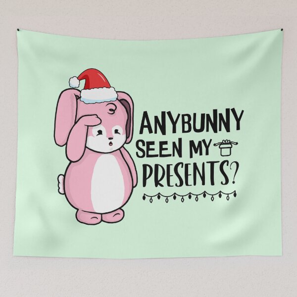 Item preview, Anybunny Seen My Presents? | Punny Bunny | Christmas (Pink x White) designed and sold by the-krisney-way.