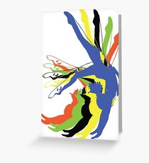 MOTION Gymnastik Olympische Farben Grußkarte